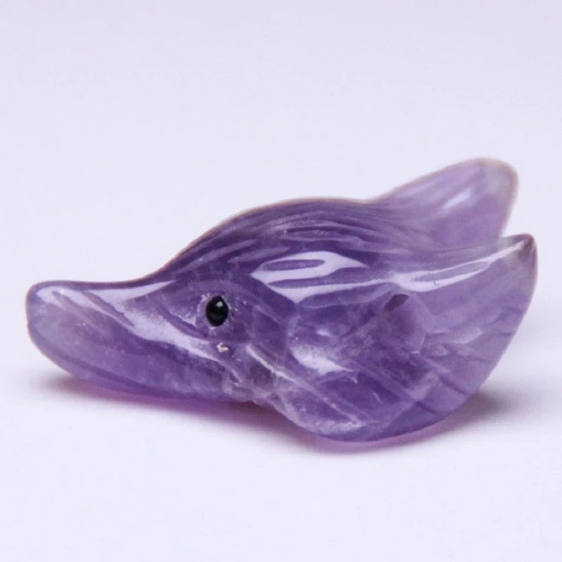 Huiying 23*33mm Well-welcomed Natural Crystal Amethyst Gemstone Animal Carving Crystal Fox Head Charms Crafts