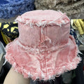 Unisex Trendy Bucket Hat with Frayed Wide Brim Boonie Style for Adults Outdoor Beach Sports Ski Fishing