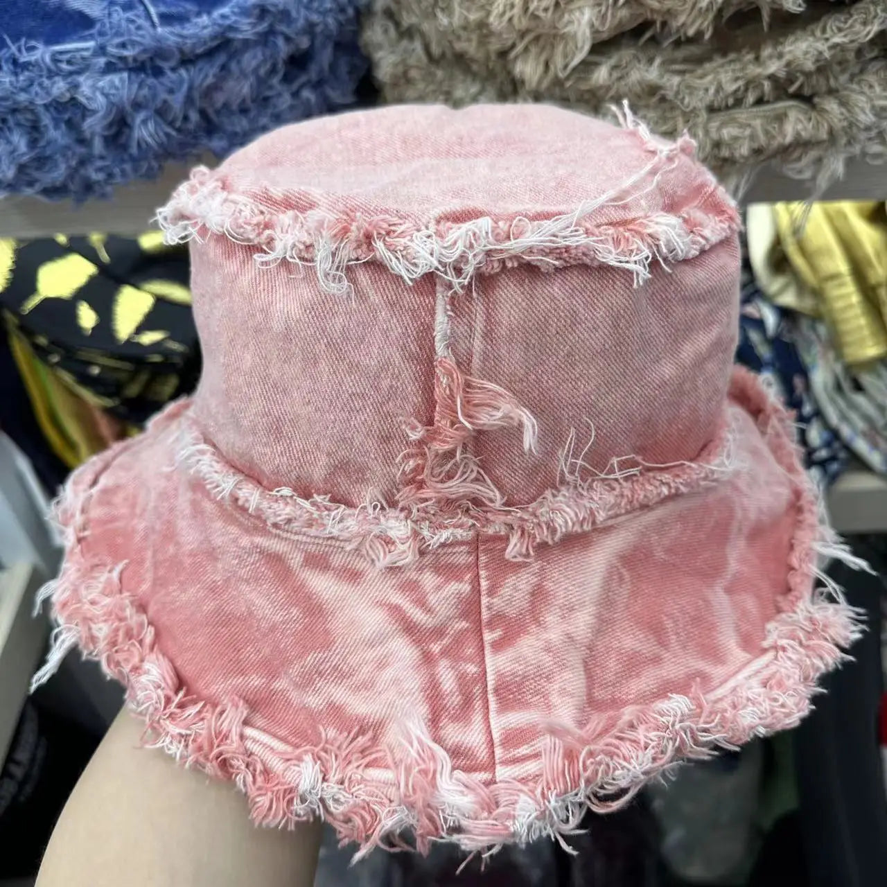 Unisex Trendy Bucket Hat with Frayed Wide Brim Boonie Style for Adults Outdoor Beach Sports Ski Fishing