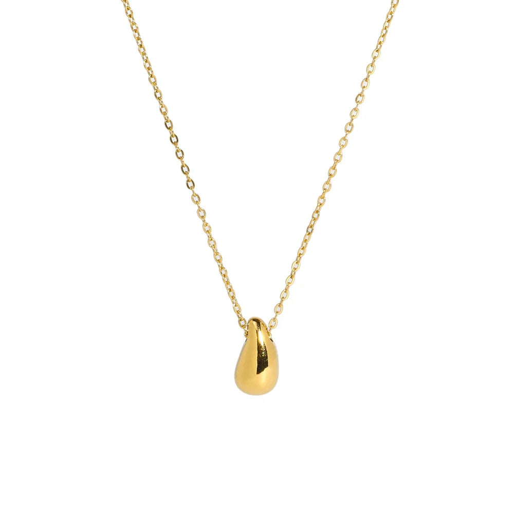 French Minimalist Ins 18K Gold-Plated Stainless Steel Jewelry Women's Fashion Waterdrop Pendant Necklace Hot Sale