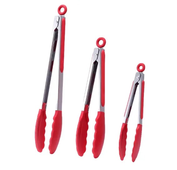 Eco-Friendly BPA-Free Kitchen BBQ Tongs Stainless Steel and Silicone Handle Barbecue Grill Tongs for Home Use