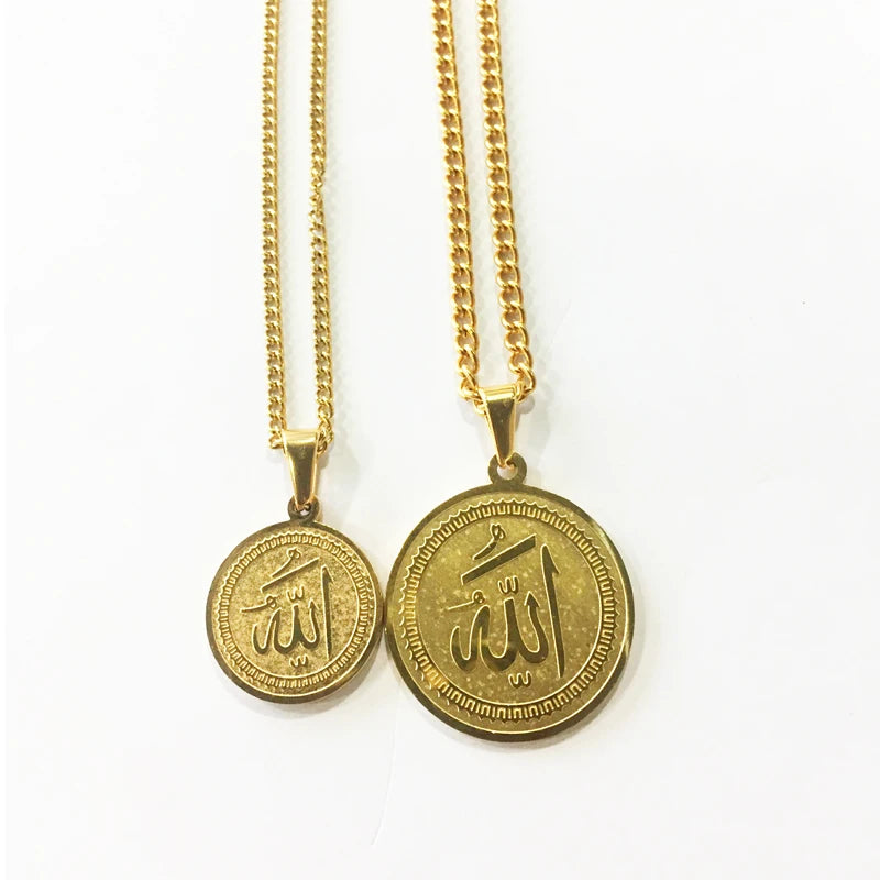 Trendy Stainless Steel Muslim Islam Charm Allah Quran Pendant Necklace Men Religious Jewelry Gift