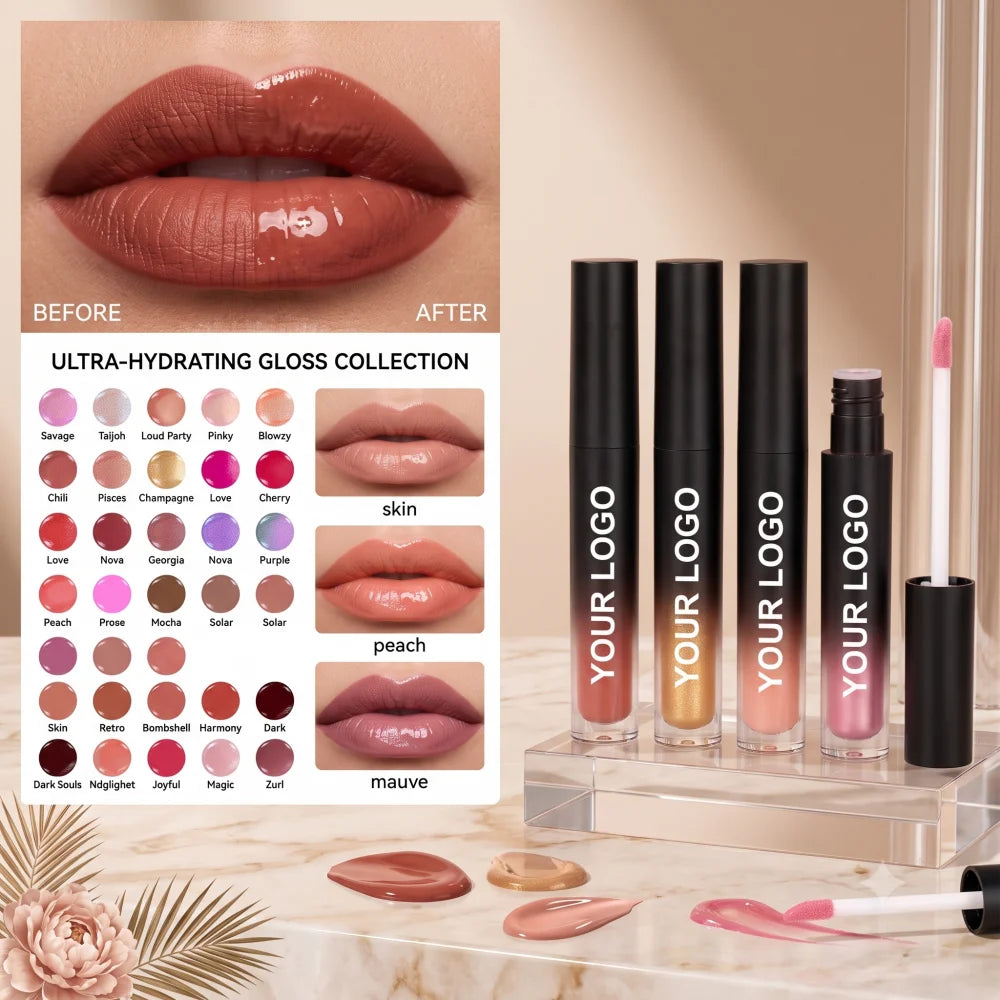 Make Your Own Mineral Liquid Lip Gloss Vendor Shiny Private Label Clear Lip Gloss with Sunscreen