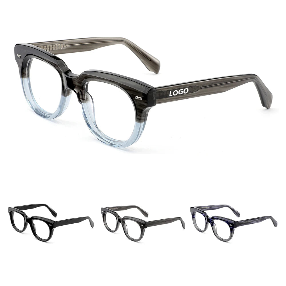 Eyewear Manufacture Vintage Retro Rivet Acetate Optical Glasses Lamination Acetate Eyeglasses Frames Unisex for Men and Women