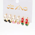 Fashion Trendy Ladies Brass 14K Gold Plated Enamel Hoop Earrings Women Set for Wedding Engagement Party Gift