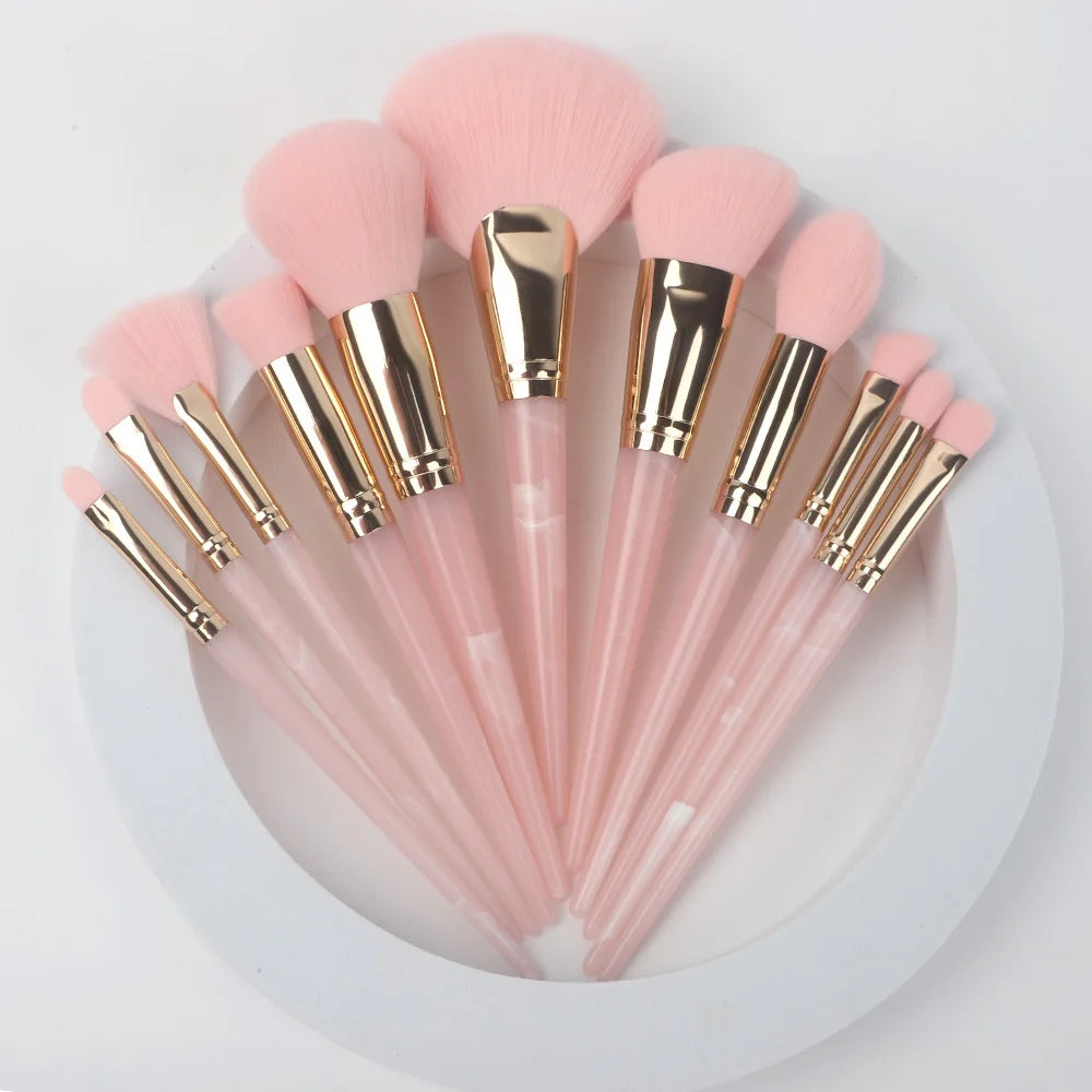 11pcs Face Custom Acrylic Pink Synthetic Hair Fan Luxury Fluffy Manufacturer Vegan High Quality Makeup Brushes