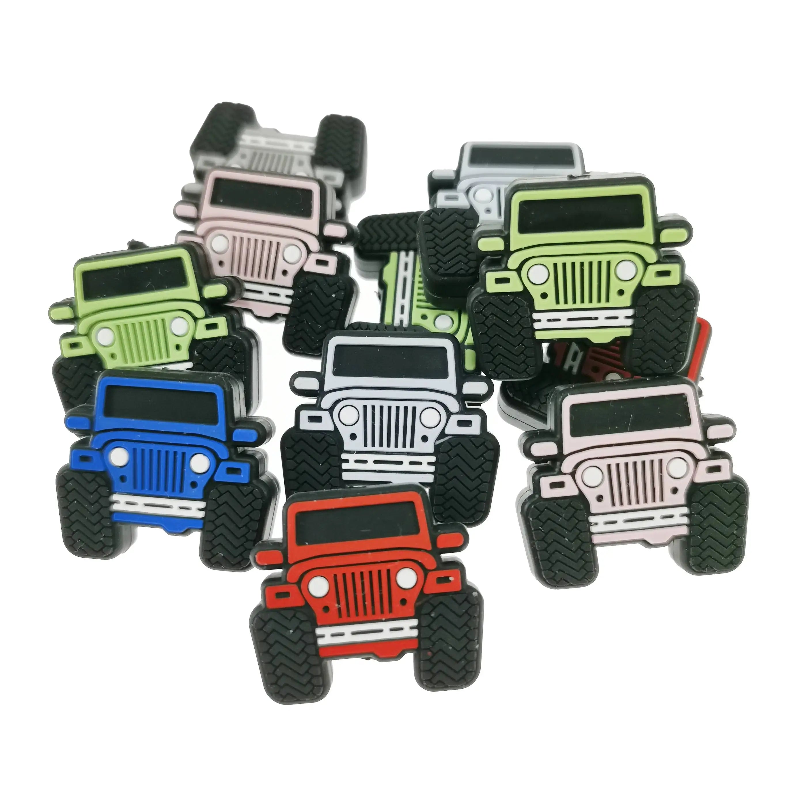 Fashion Design Car Shape Baby Teething Focal Custom Silicone Beads for Baby Accessories Necklace DIY Pacifier Chain