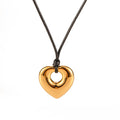 Waterproof Stainless Steel 18k Gold Plated Jewelry Black Wax Rope Hollow Heart Pendant Necklace Non Tarnish YF3968