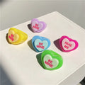 Colorful Y2K Rings Heart HUG ME Acrylic Rings BE MINE Chunky Resin Rings for Women Girls