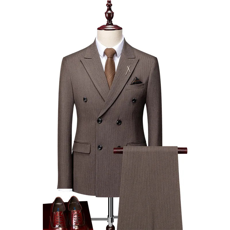 2024 Men Suit Set Men's Three-piece Business Professional Suit Korean Slim Best Man Groom Wedding Set