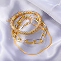 VKME Daily Flat Snake Chain Stacking Bracelet for Women Gold Plated Thin Snake Bone Chain Square Chain Bracelet