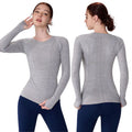 Women's Seamless Long Sleeve Active Top Moisture Wicking Yoga & Running Base Layer with Thumb Holes for Sports Exercise
