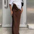 Fashion Women Spring Summer Elegant High Waist Skirt Womens French Satin Drop Fishtail Casual Skirt