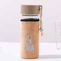 Promotional Printed Cloth Cover Glass Cartoon Cloth Cover High Borosilicate Glass Water Bottle