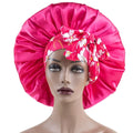 Satin Bonnet Silk Sleep Cap Wide Brim Hair Bonnets for Women Stretchy Tie Band Hair Cap for Curly Hair