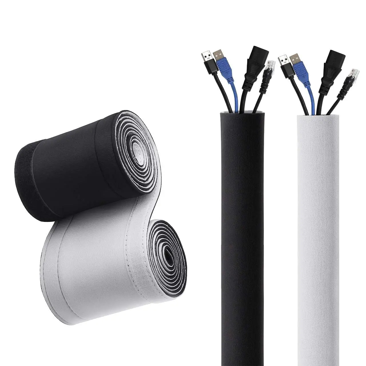 Premium Eco-Friendly Self-Adhesive Neoprene Cable Wrap Organizer Customizable Desk Management Direct Power Strip Heat Resistance