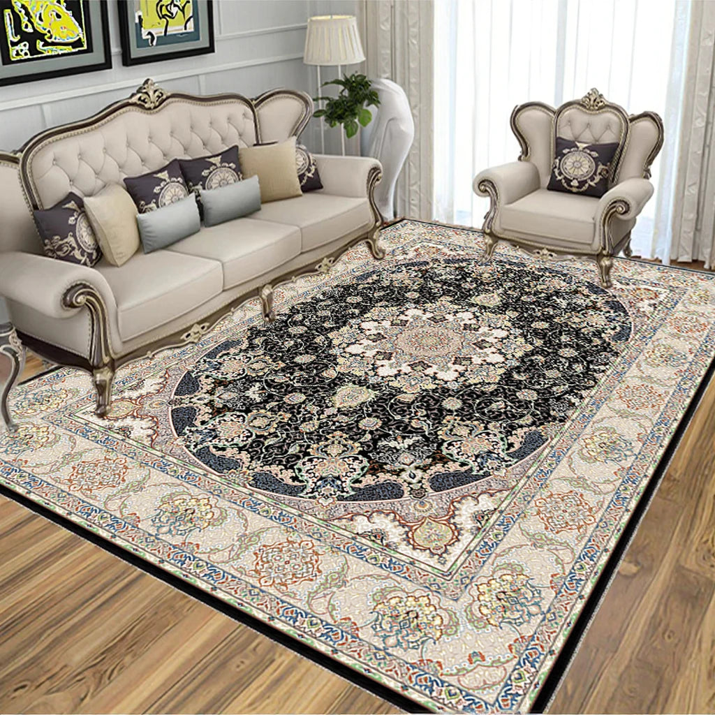 Modern 3D Heavyweight Cushioned Stain Resistant 7mm Thick Crystal Velvet Machine-Made Carpet Set Area Rugs for Living Room