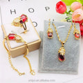 Dubai Gold  Sand Gold Jewelry Brass Gold-Plated Jewelry Gemstone Brave Ring Bracelet Pendant Earrings Four-Piece Set