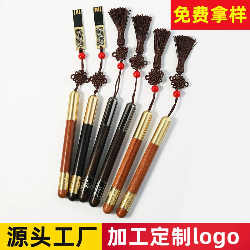 Redwood Rotating Decompression Pen Custom logo Chinese Knot Annual Meeting Corporate Gift Pen