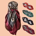 Custom Designed Women's Fashion Polyester Scarf 90*90 Silk Satin Shawl with Leopard Print Bows Polka Dots Plaid Patterns