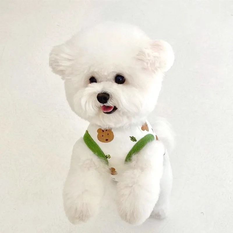 Summer Teddy Bitter Panda Cat Pet Vest Small to Large Dog Clothing in Polyester Printed Design