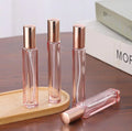 Portable 10ml Pink Glass Perfume Bottle Square & round Design with Fine Mist Spray & Pump Atomizer for Travel