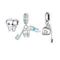 New S925 Sterling Sliver Women Bracelet Charms Smile Cute Teeth/Tooth Brush Set/Toothbrush Cup Dentisit Charms Bead Bracelet DIY
