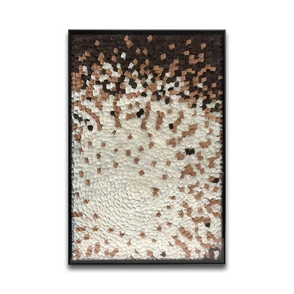 Abstract Simple Brown and Black Mosaic Metal Framed Paper 3D Wall Art for Hotel Room