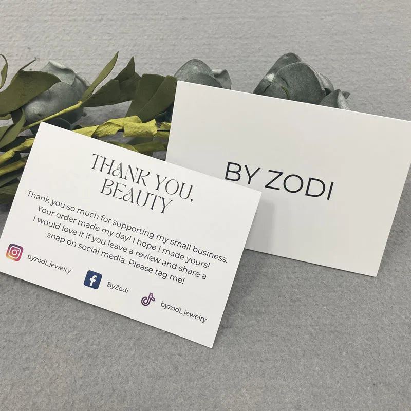 Accessories Apparel Thank You Cards Greeting Cards for All Occasion Small Business Customized Personalized Print Logo Paper Tags