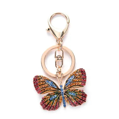Newest Creative Keychain Shiny Full Crystal Rhinestone Keychain Colorful Butterfly Alloy Key Chain