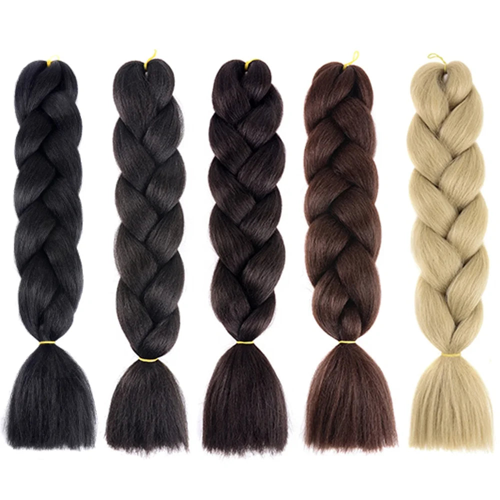 Wholesale Non-Remy High Temperature Fiber Synthetic Hair 24inch Super Jumbo for Ultra Expression Braiding Hair Dyed Single Weft