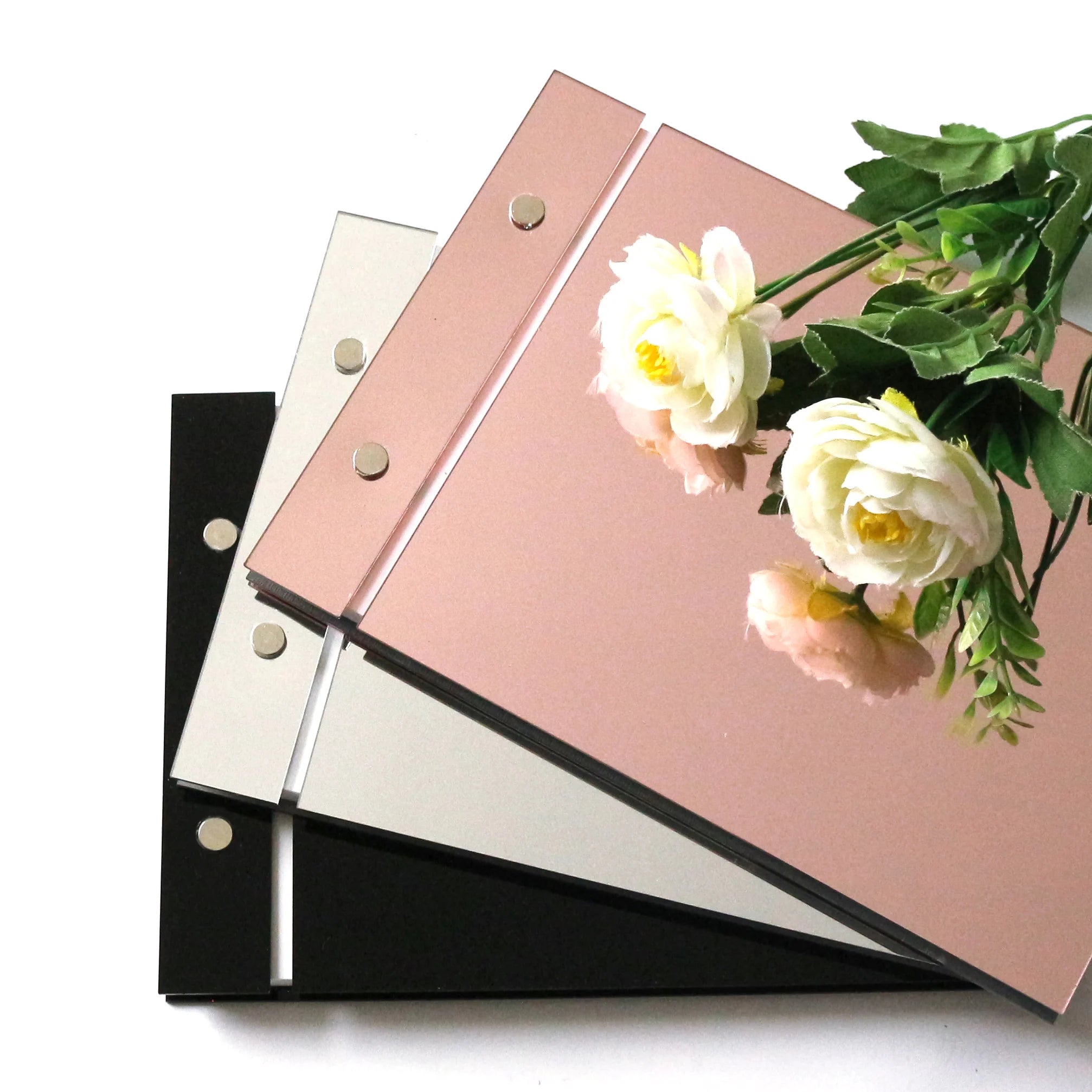 Custom Unique Wedding Guest Book Sign Mirror Acrylic Cover Memorial Signbook for Wedding Guest Books