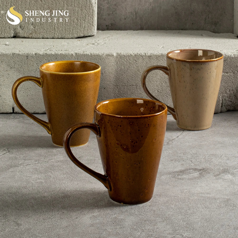 Japanese Retro Custom Ceramic Glaze 350ML Breakfast Cups High Quality Multi-Purpose Milk Tea Coffee Cup Set Porcelain Water Mug