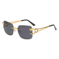 Popular Women Rimless Black square Fashion Metal Sunglasses