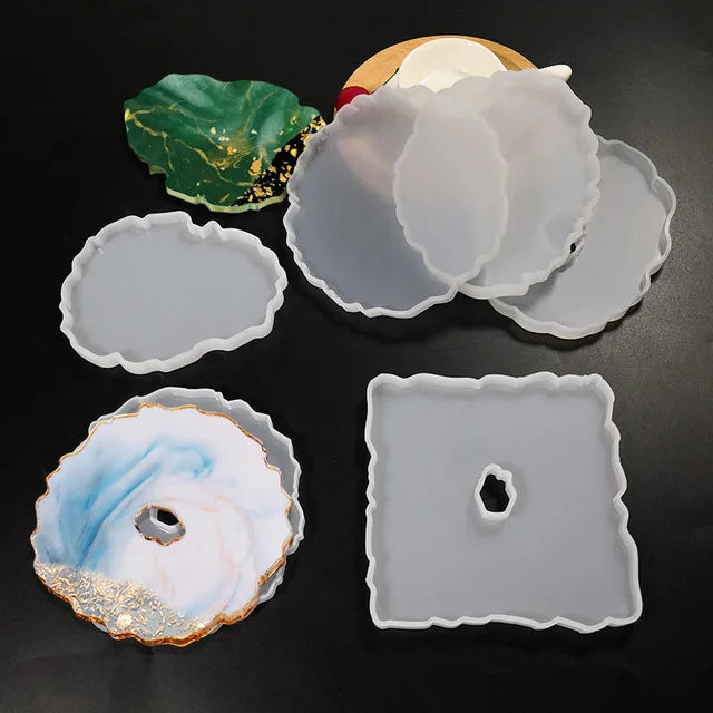 Classic Eco-Friendly Silicone Resin Geode Coaster Molds Irregular Shape for DIY Resin Coasters