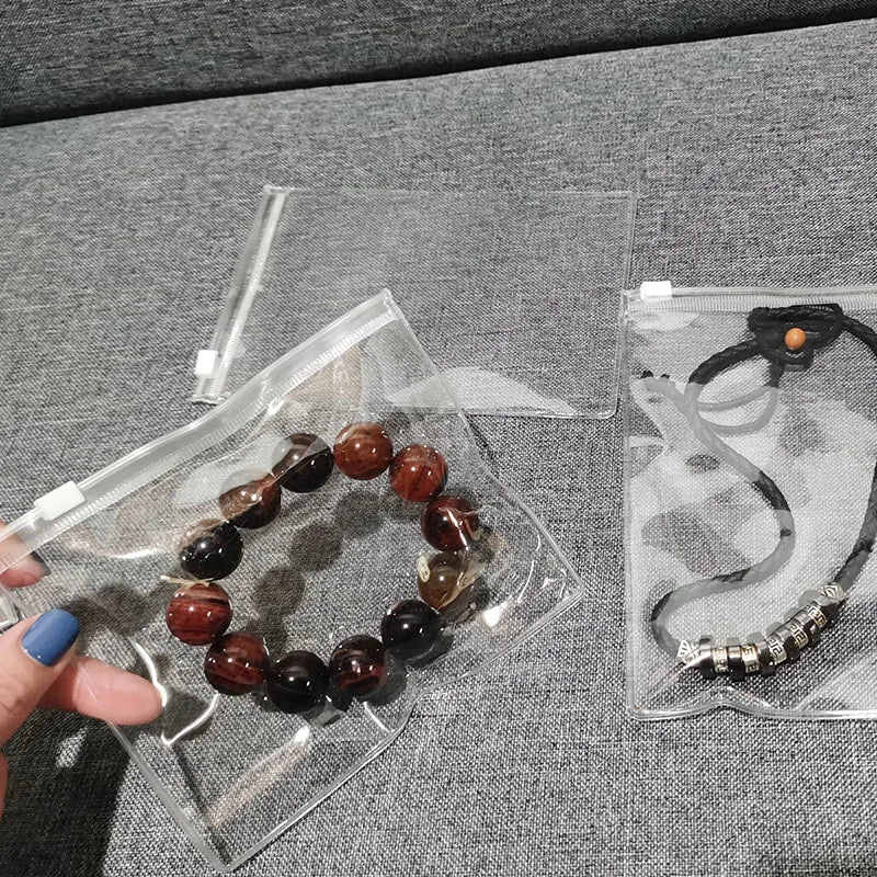 Custom Small Recyclable Plastic clear Pvc Zipper Jewelry Bag for Cosmetic Ring Ziplock Jewelry Packaging Pouch