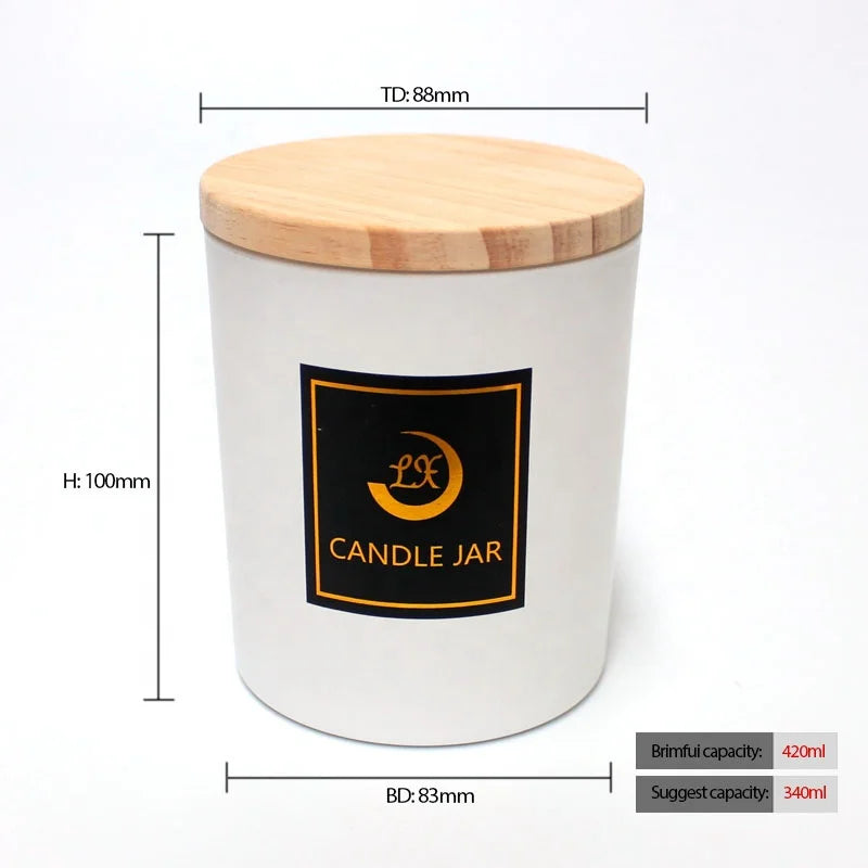 LANGXU Stock Matte Container 10oz Black Candle Jars with Lid and Box Frosted White Candle Jar with Silver Lid