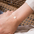 Emanco Dainty Office Fashion Jewelry Lady Simple Round 14K Gold Plated Coin Shell Charm Adjustable Length Trendy 9X9MM Bracelet