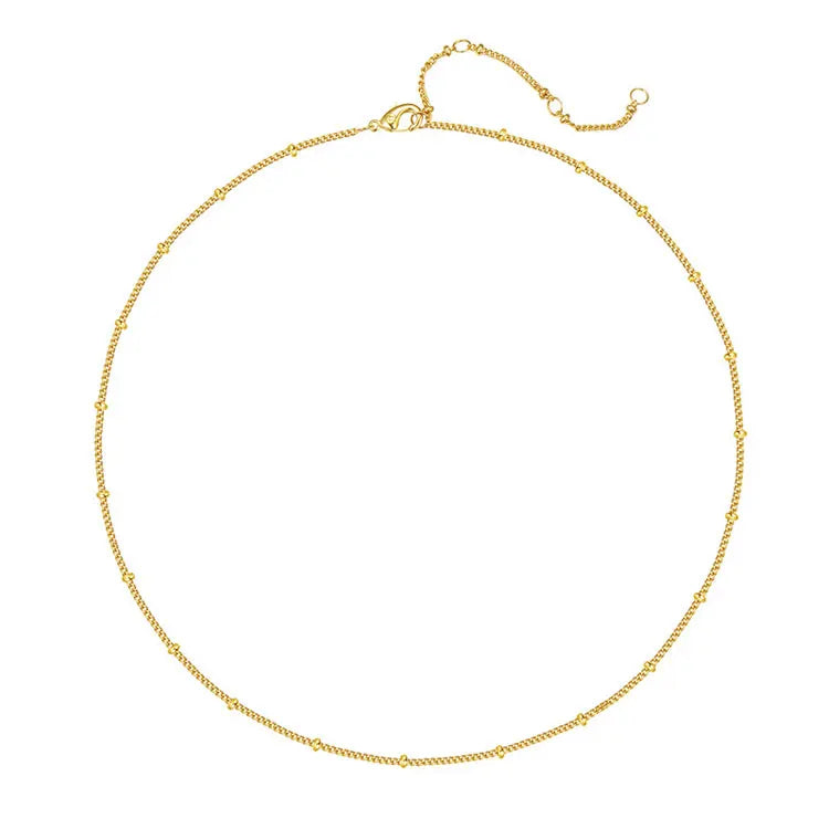 European American Hot Beaded Satellite Chain Necklace Fashion Stackable 316L Stainless Steel Beads Choker Necklace for Girls