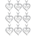 925 Sterling Silver Heart Shaped 111 222 333 444 555 666 777 888 999 Angel Number Pendant Necklace for Women