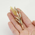 Women's Yellow Ear Wheat Lapel Brooch Fashion Gold Zircon Glass Shine Wedding and Children's Suit Wholesale Jewelry