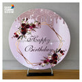 7 Ft Simple Design Cartoon Style Arch Metal Wall Round Tension Fabric Wedding Stage Backdrop Stand with Custom Logo