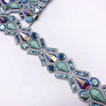 Wholesale DIY Decoration Adhesive Crystal Strass Mesh Hot Fix Rhinestone Trimming Turquoise for Garment and Shoe