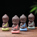 Colored Clay 3.2*7.5cm  Ornaments  Handmade Tea Pet Small  Smile Laughing  Little Monk Ceramic Buddha Statue for Car Decoration