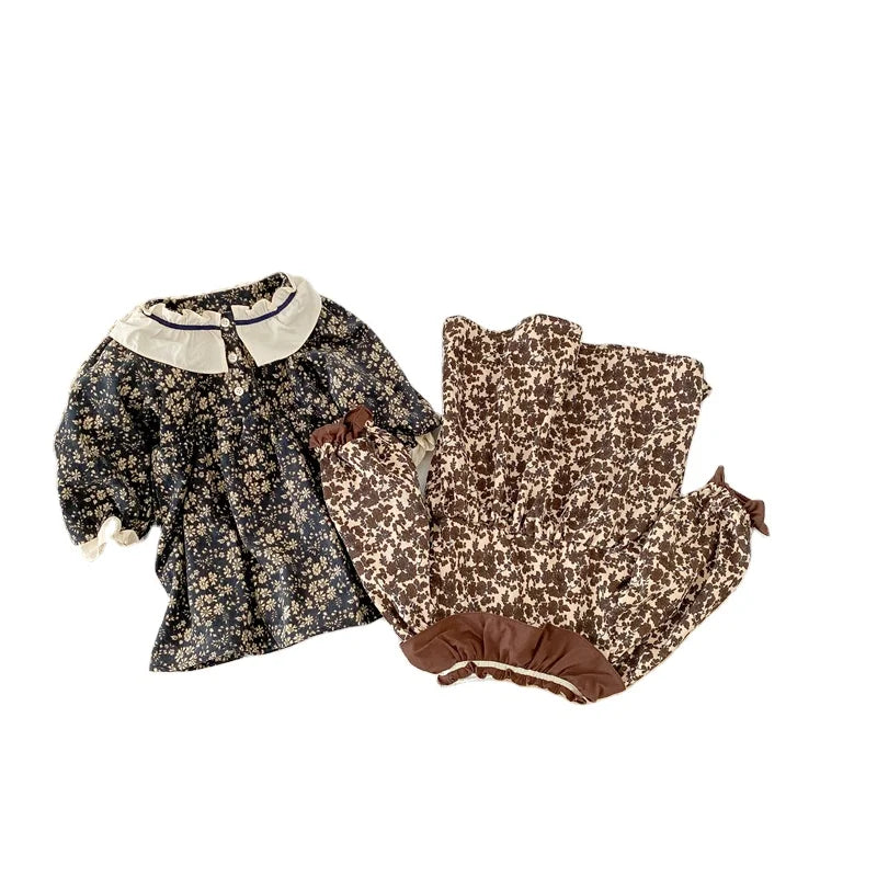 Girl's Dress 2025 Autumn Winter Sweet Ruffle Floral Plush Girl's Princess Dress Girl dress