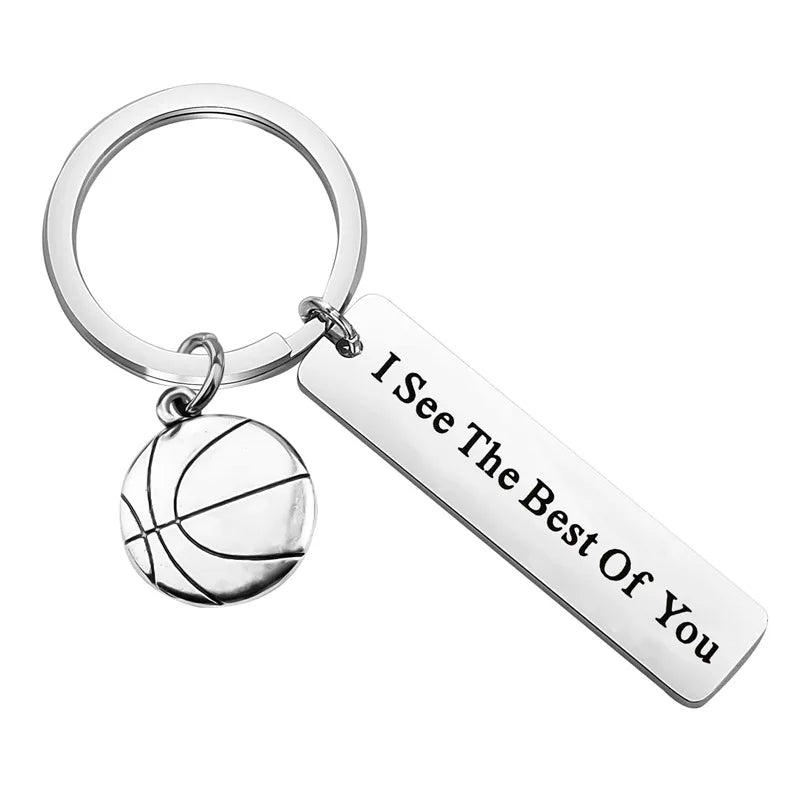 Beimai OEM Keychain Basketball Sports Stainless Steel Waterproof Keychain