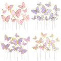 10pcs Multi-color Butterfly Acrylic Paper Cake Toppers for Back School Christmas New Year Easter Cake Decoration Baking Supplies