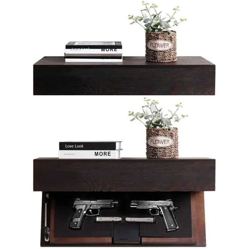Husband Gift-Rustic Floating Shelf with Hidden Compartment for Storage Wall Shelves for Living Room Decor