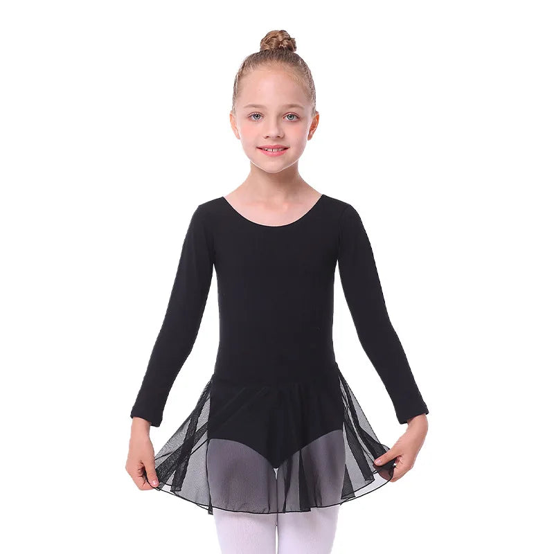 Long Sleeve Basic Ballet Dance Leotard Gymnastic Outfits Classic Stage Dance Wear for Girls