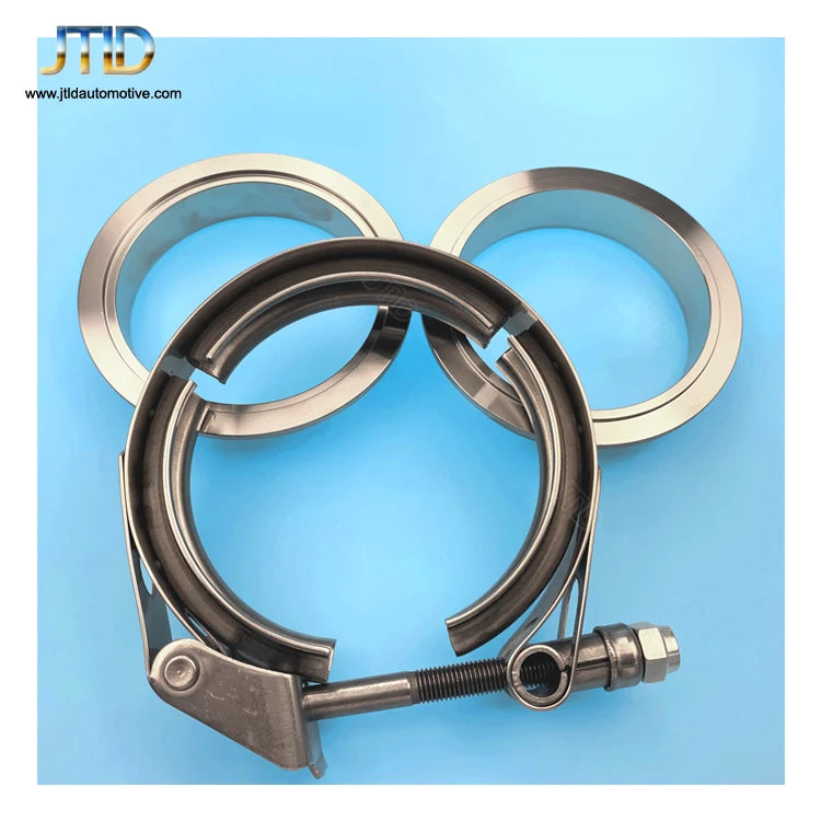JTLD 3 Inch Quick Release V-Band Clamp with Male Female Flanges 304 Stainless Steel for Turbo Exhaust Downpipes (3 Inch)